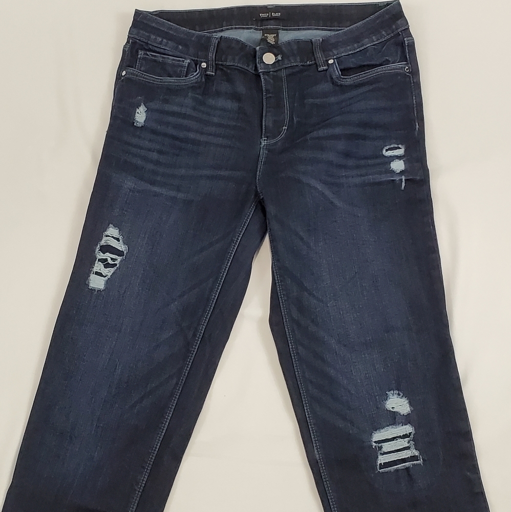 White House Black Market  Straight Crop Dark Wash